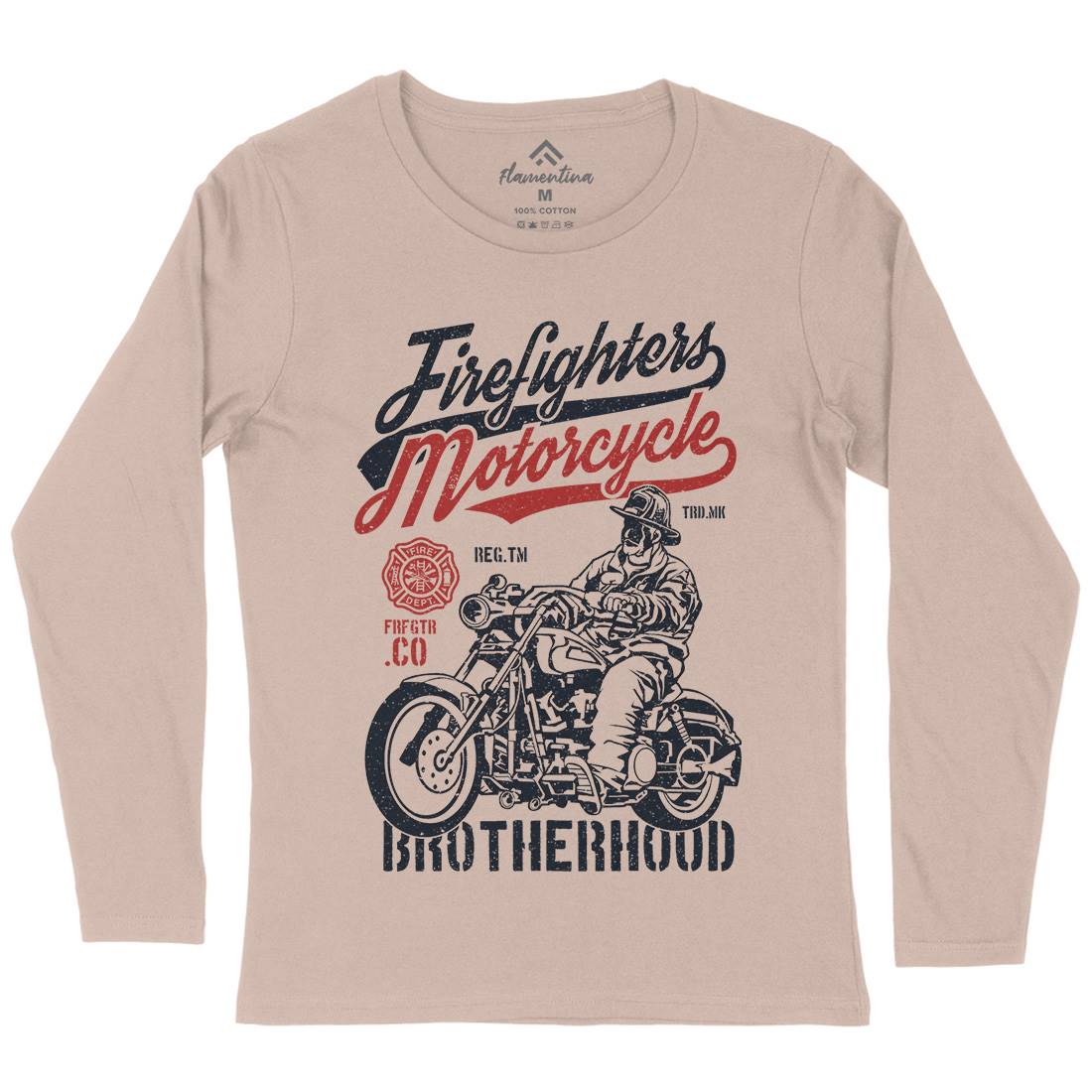 Motorcycle Womens Long Sleeve T-Shirt Firefighters A658