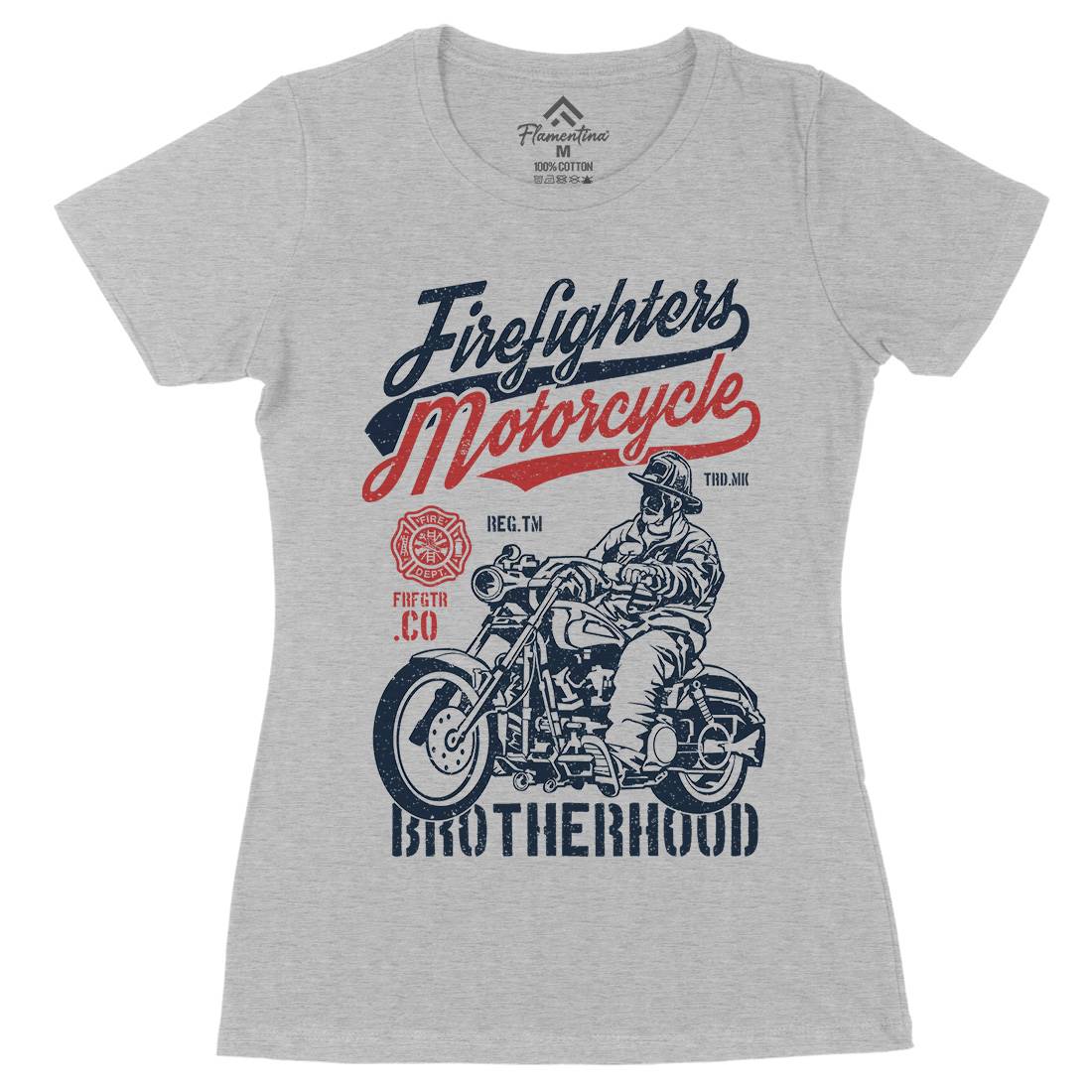 Motorcycle Womens Organic Crew Neck T-Shirt Firefighters A658