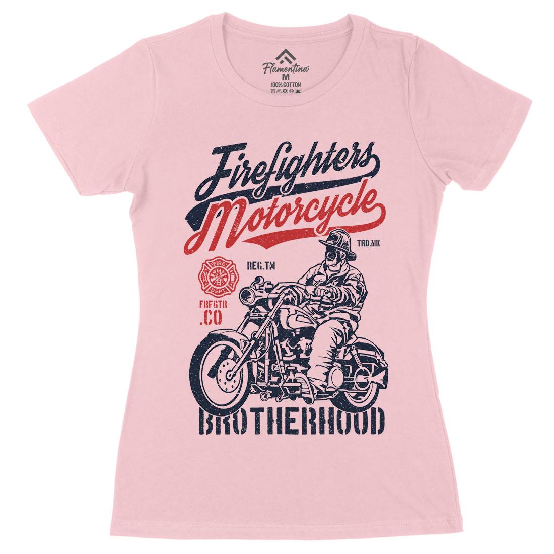 Motorcycle Womens Organic Crew Neck T-Shirt Firefighters A658