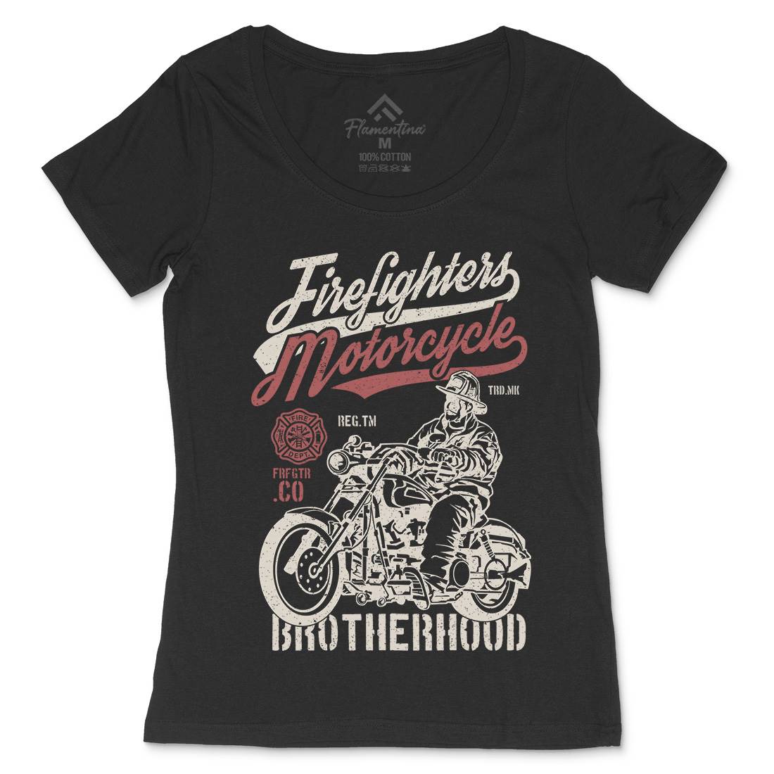 Motorcycle Womens Scoop Neck T-Shirt Firefighters A658