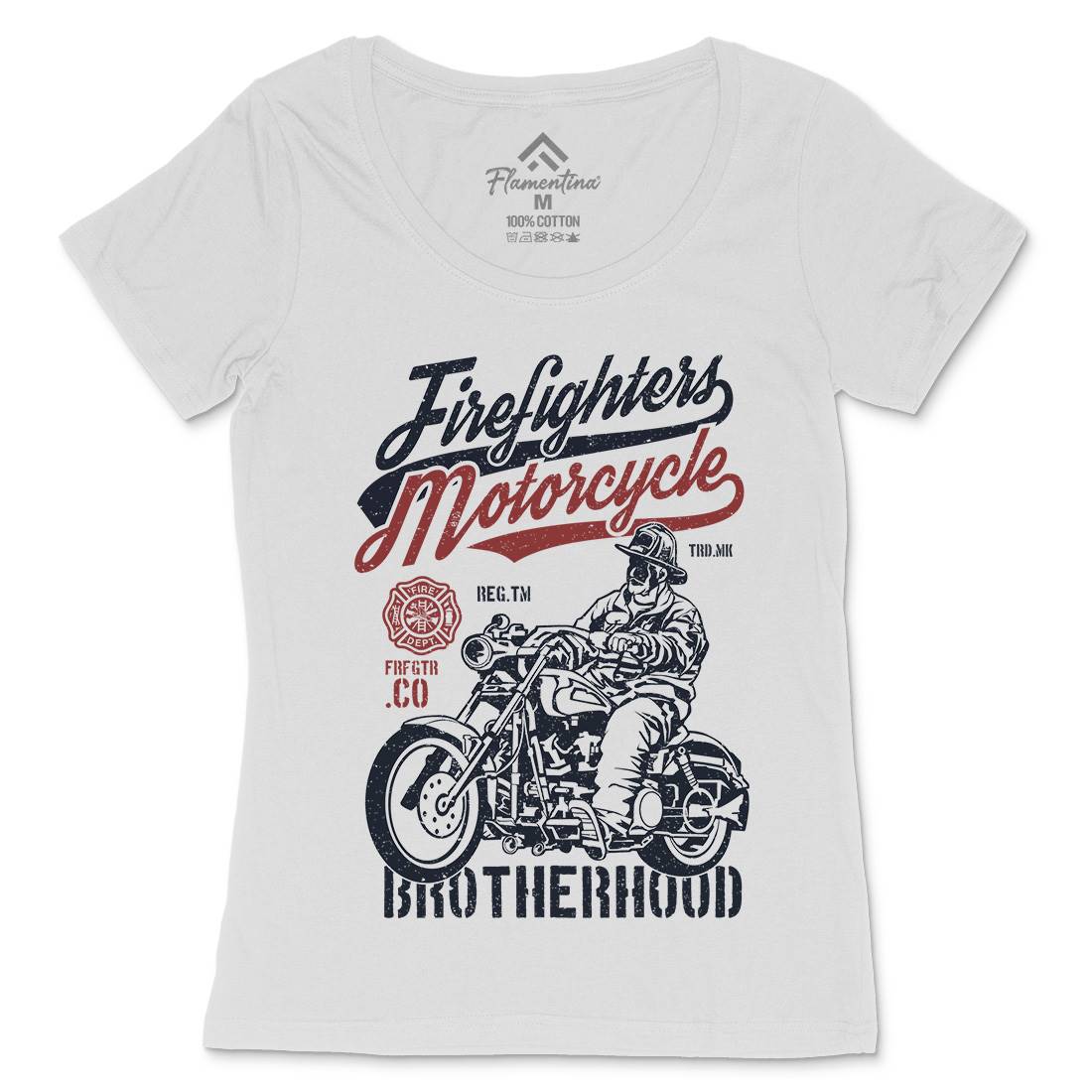 Motorcycle Womens Scoop Neck T-Shirt Firefighters A658
