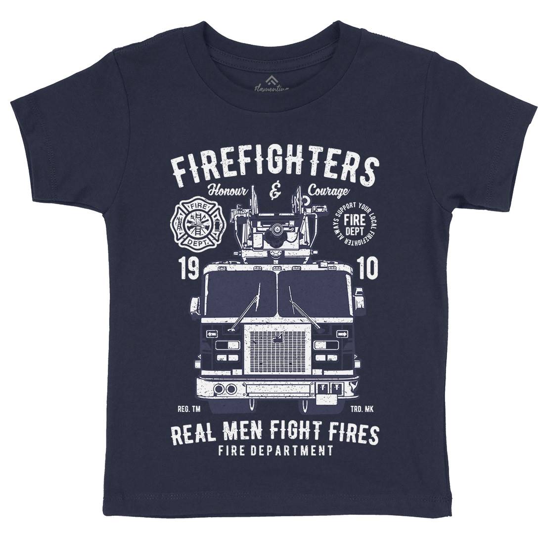Firefighters Truck Kids Organic Crew Neck T-Shirt Firefighters A659