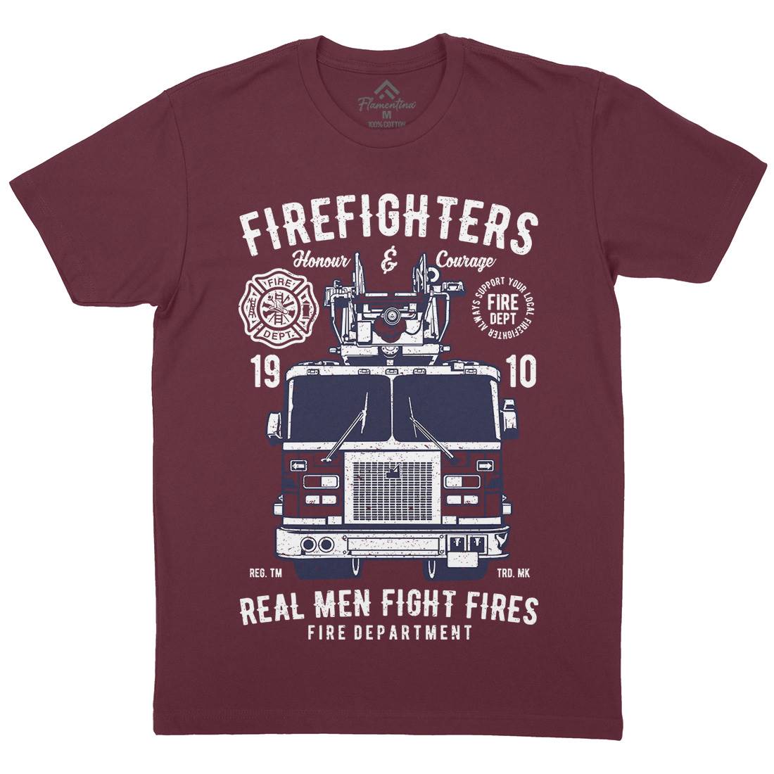 Firefighters Truck Mens Organic Crew Neck T-Shirt Firefighters A659