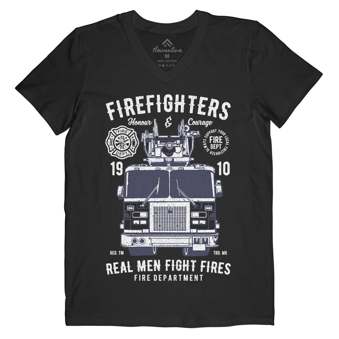 Firefighters Truck Mens V-Neck T-Shirt Firefighters A659