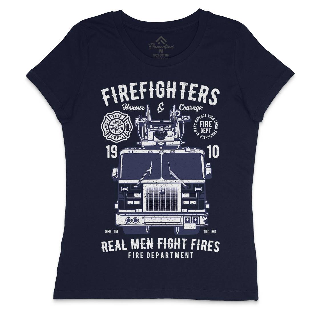 Firefighters Truck Womens Crew Neck T-Shirt Firefighters A659