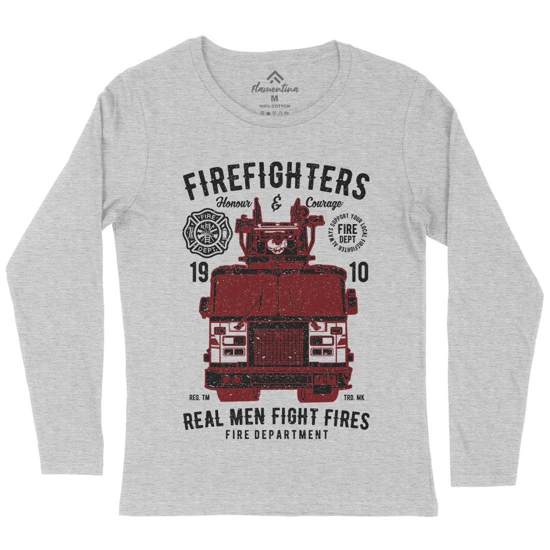 Firefighters Truck Womens Long Sleeve T-Shirt Firefighters A659