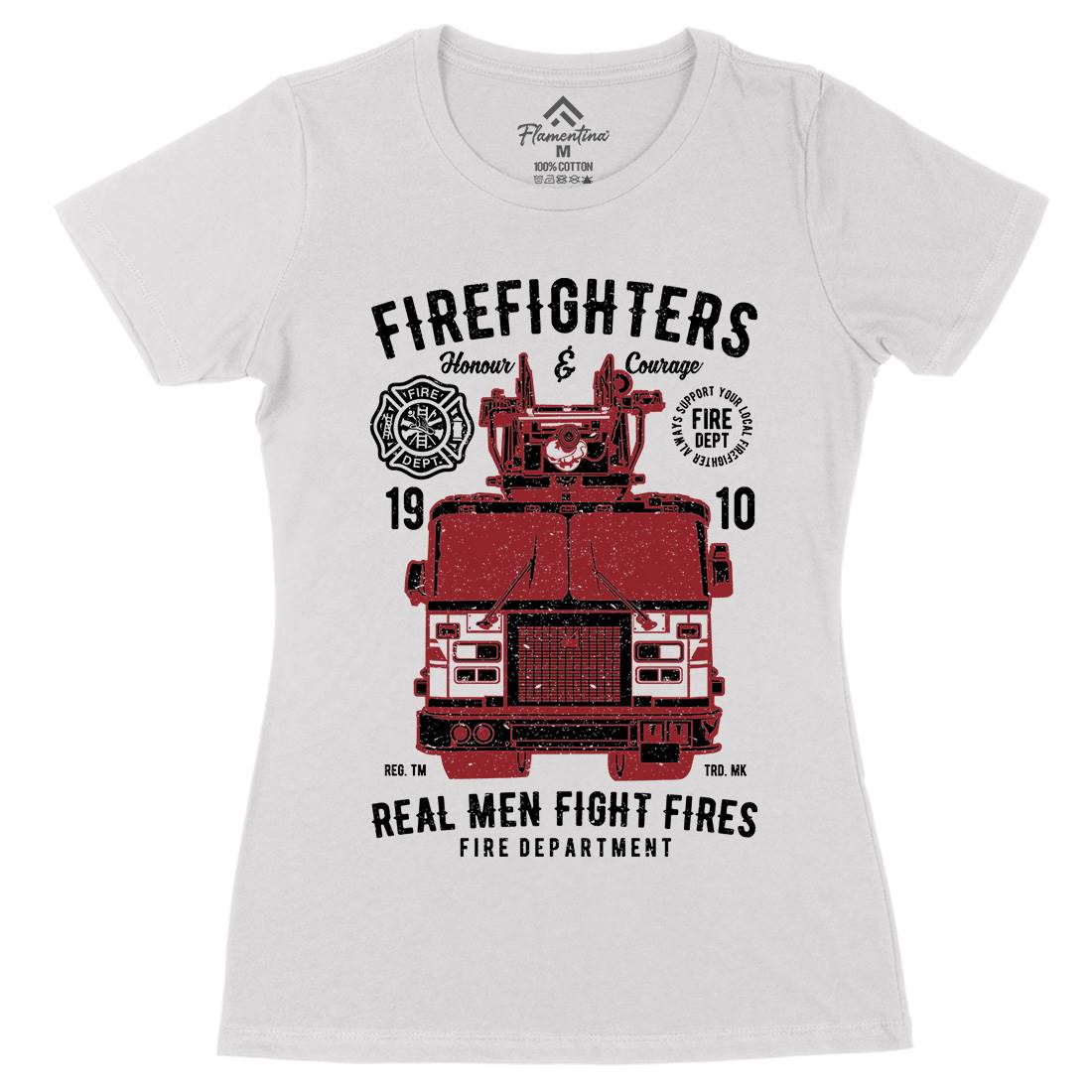 Firefighters Truck Womens Organic Crew Neck T-Shirt Firefighters A659