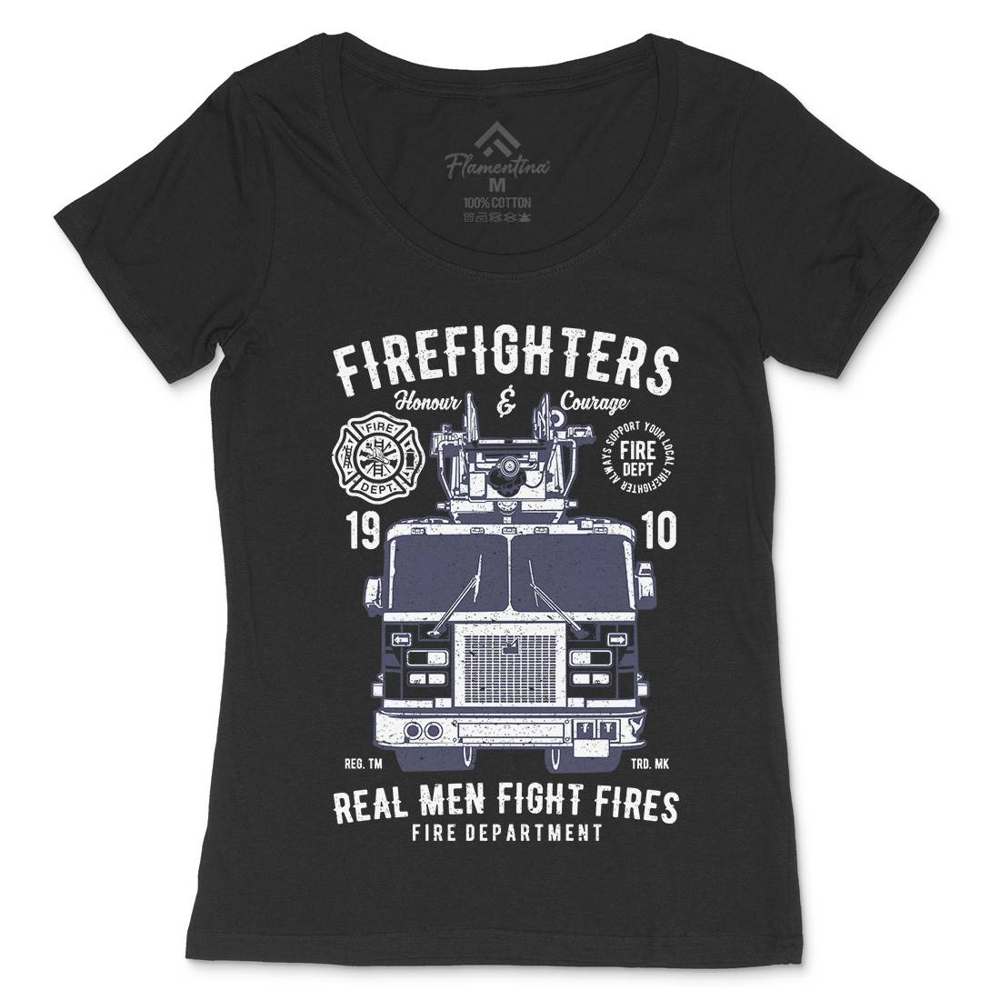 Firefighters Truck Womens Scoop Neck T-Shirt Firefighters A659