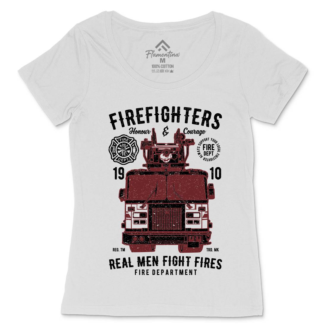 Firefighters Truck Womens Scoop Neck T-Shirt Firefighters A659