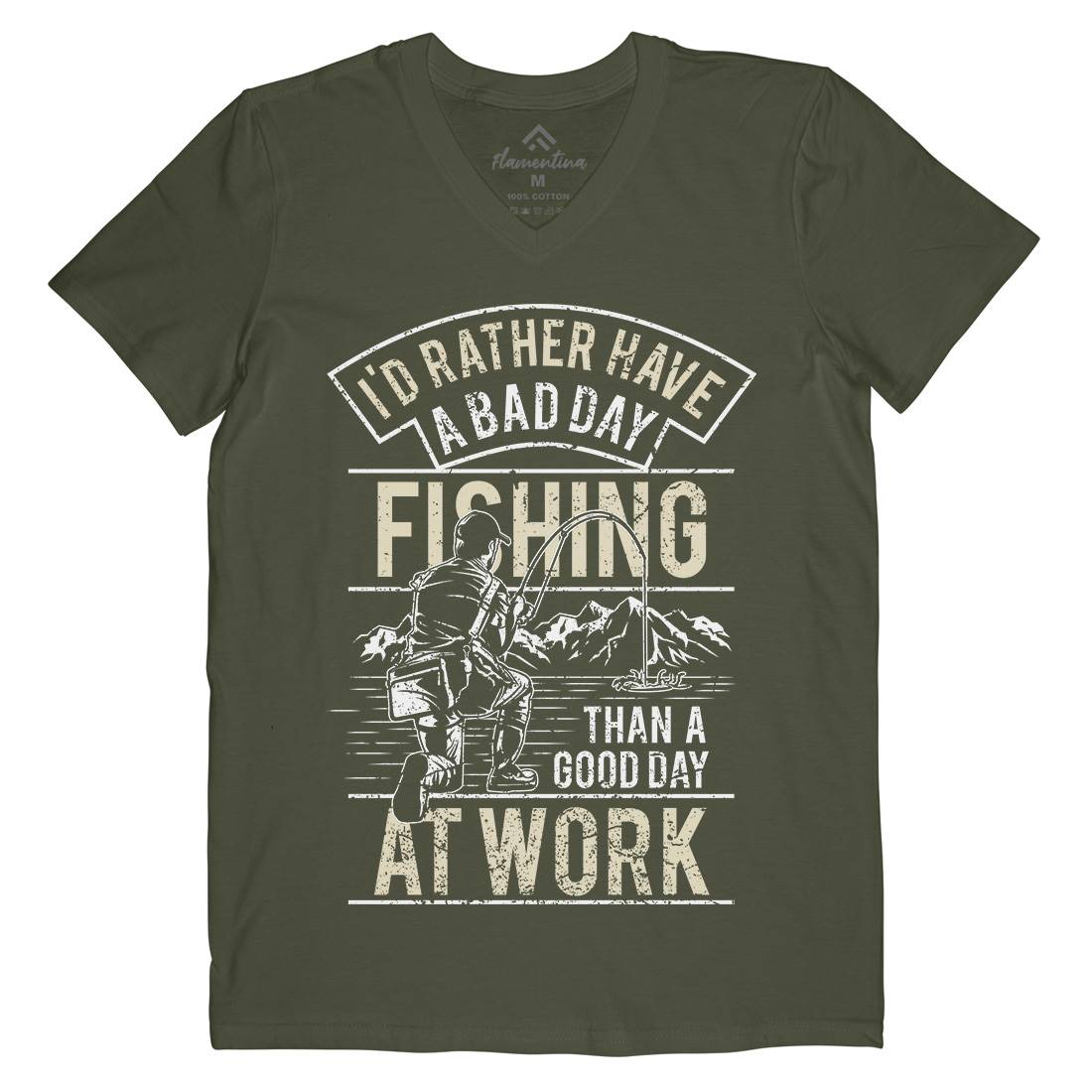 Gear Mens Organic V-Neck T-Shirt Fishing A660