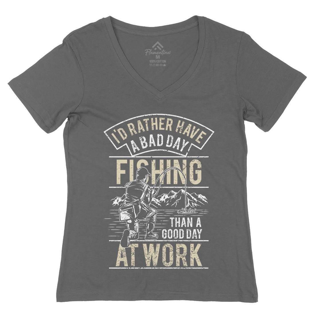 Gear Womens Organic V-Neck T-Shirt Fishing A660