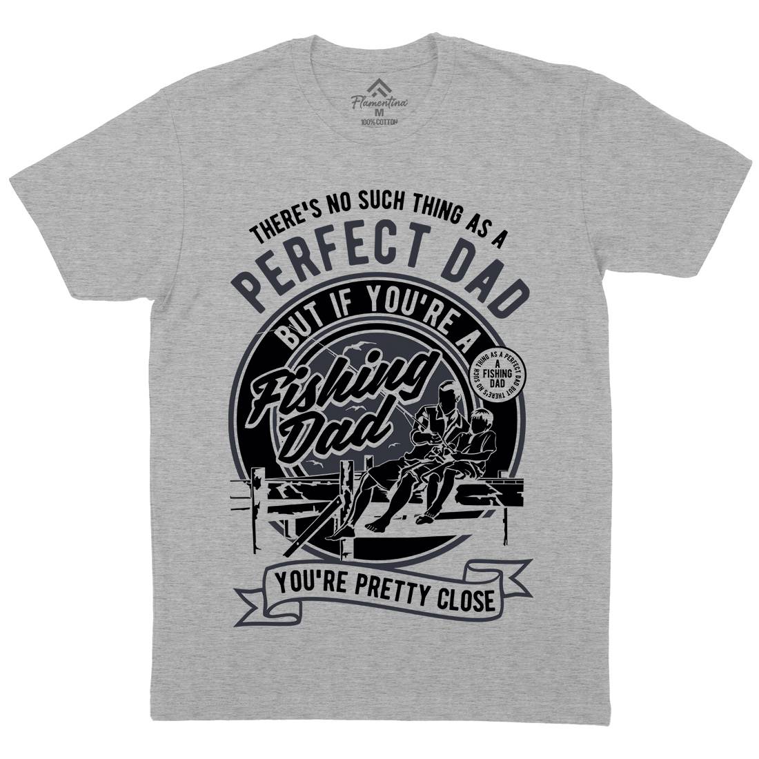 Dad Mens Organic Crew Neck T-Shirt Fishing A661