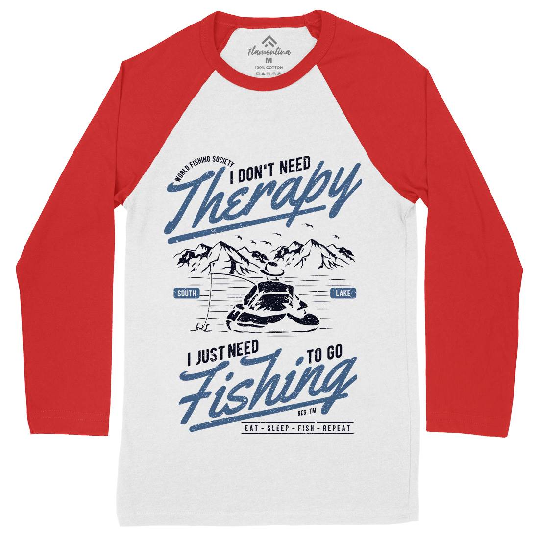 Therapy Mens Long Sleeve Baseball T-Shirt Fishing A662