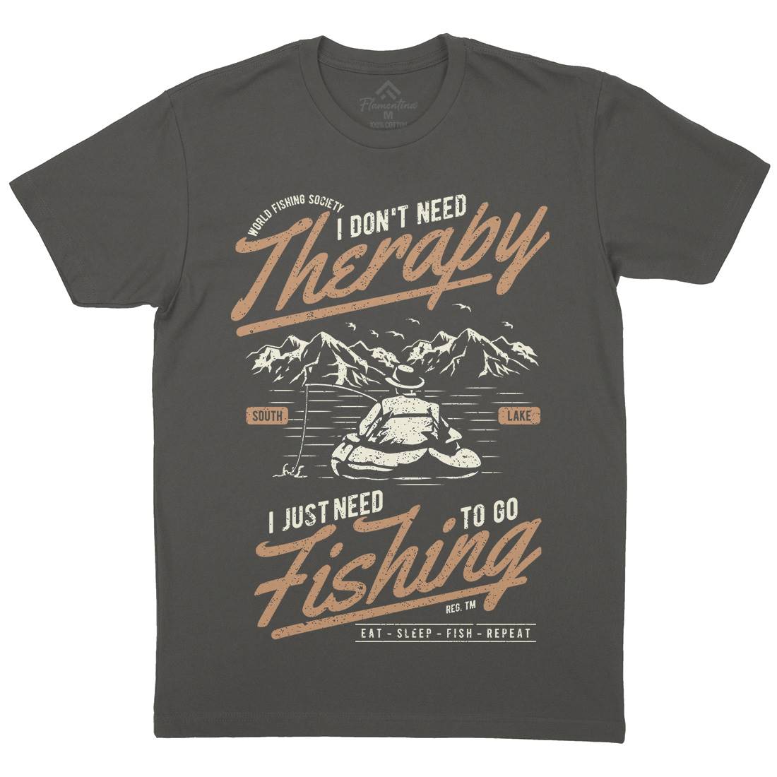 Therapy Mens Organic Crew Neck T-Shirt Fishing A662