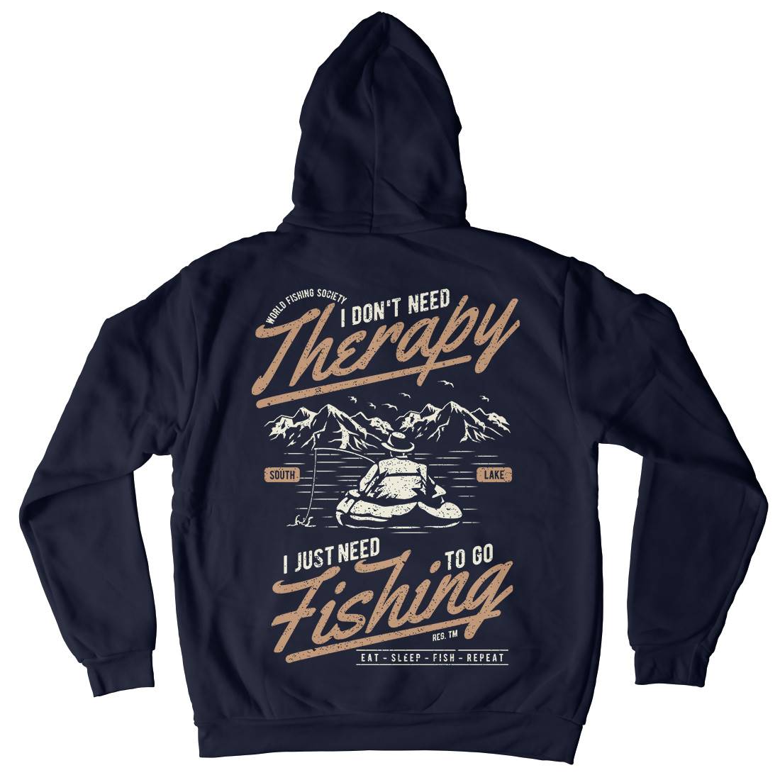 Therapy Mens Hoodie With Pocket Fishing A662