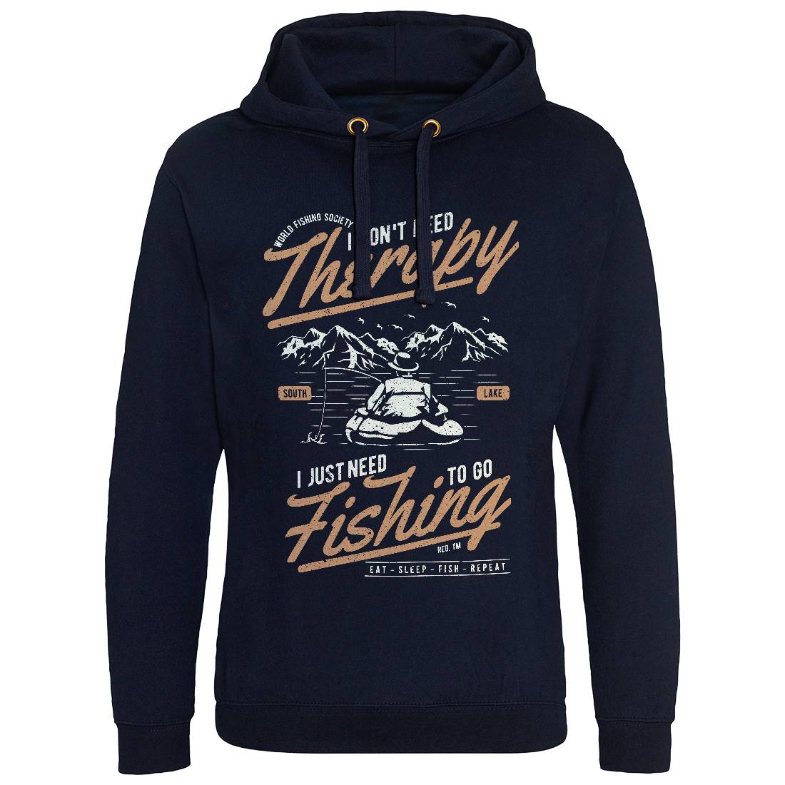 Therapy Mens Hoodie Without Pocket Fishing A662