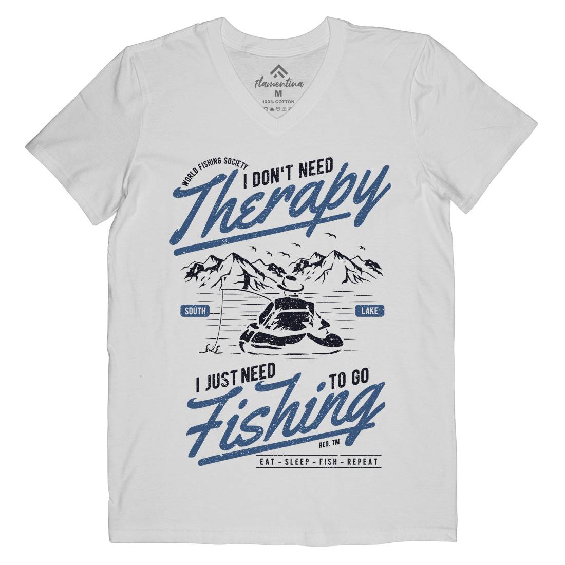 Therapy Mens V-Neck T-Shirt Fishing A662