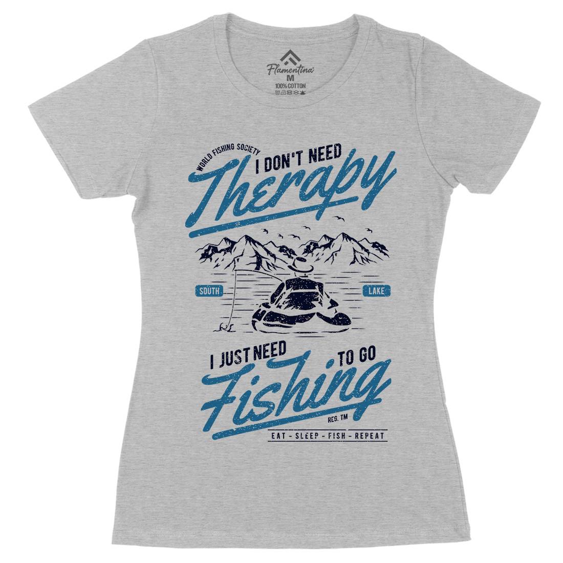 Therapy Womens Organic Crew Neck T-Shirt Fishing A662