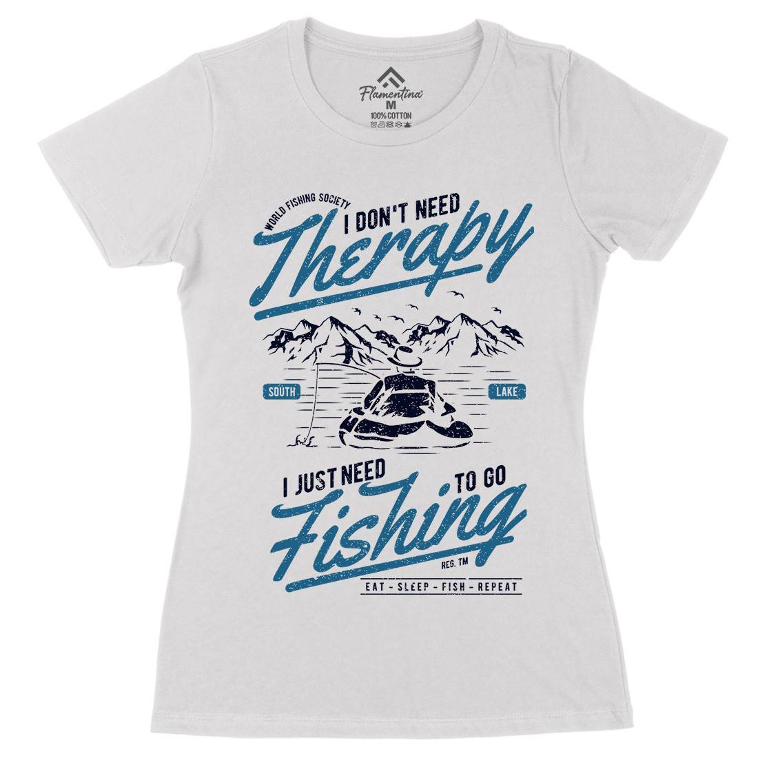 Therapy Womens Organic Crew Neck T-Shirt Fishing A662
