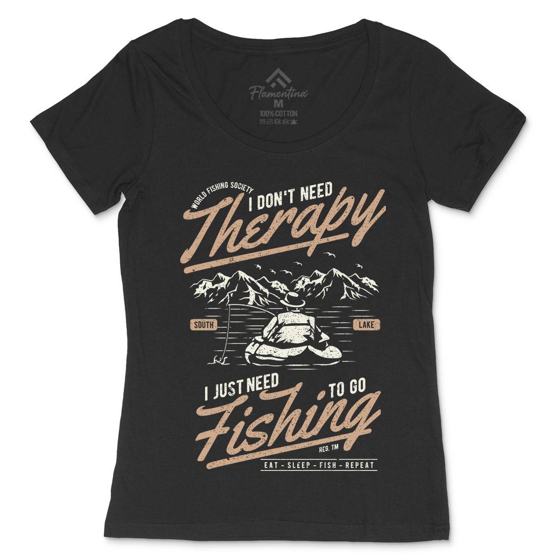 Therapy Womens Scoop Neck T-Shirt Fishing A662