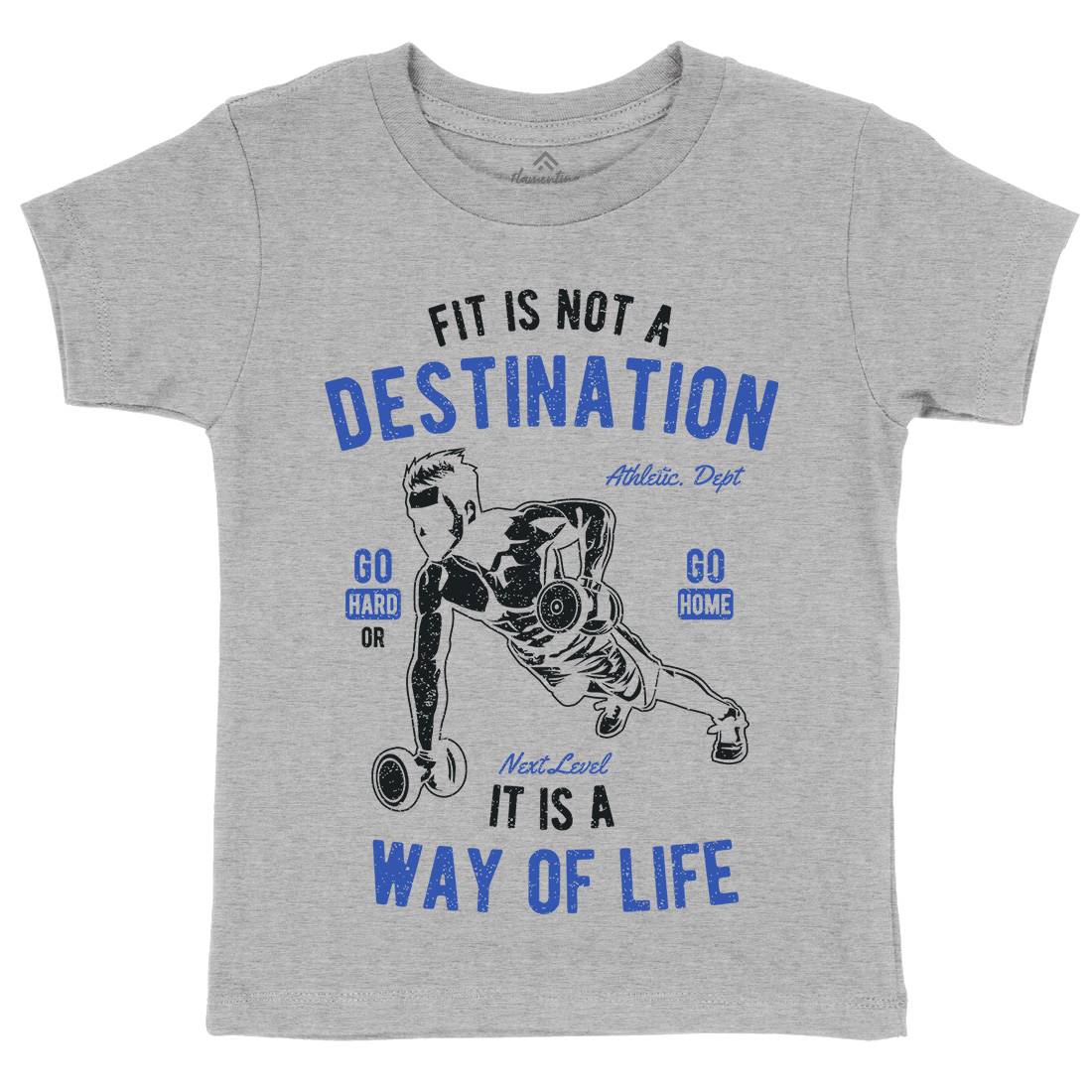 Fit Is Not A Destination Kids Organic Crew Neck T-Shirt Gym A663
