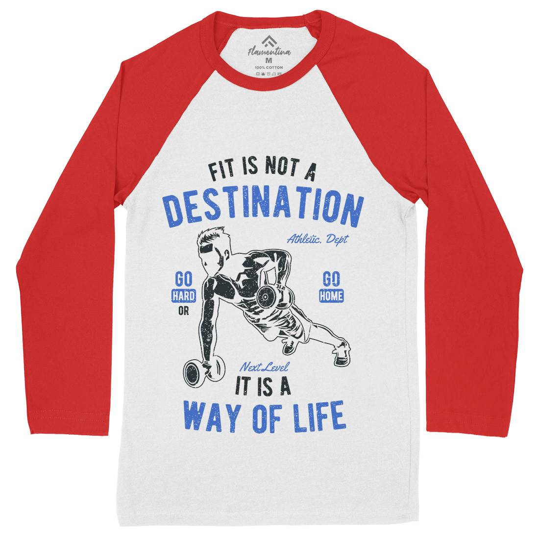 Fit Is Not A Destination Mens Long Sleeve Baseball T-Shirt Gym A663
