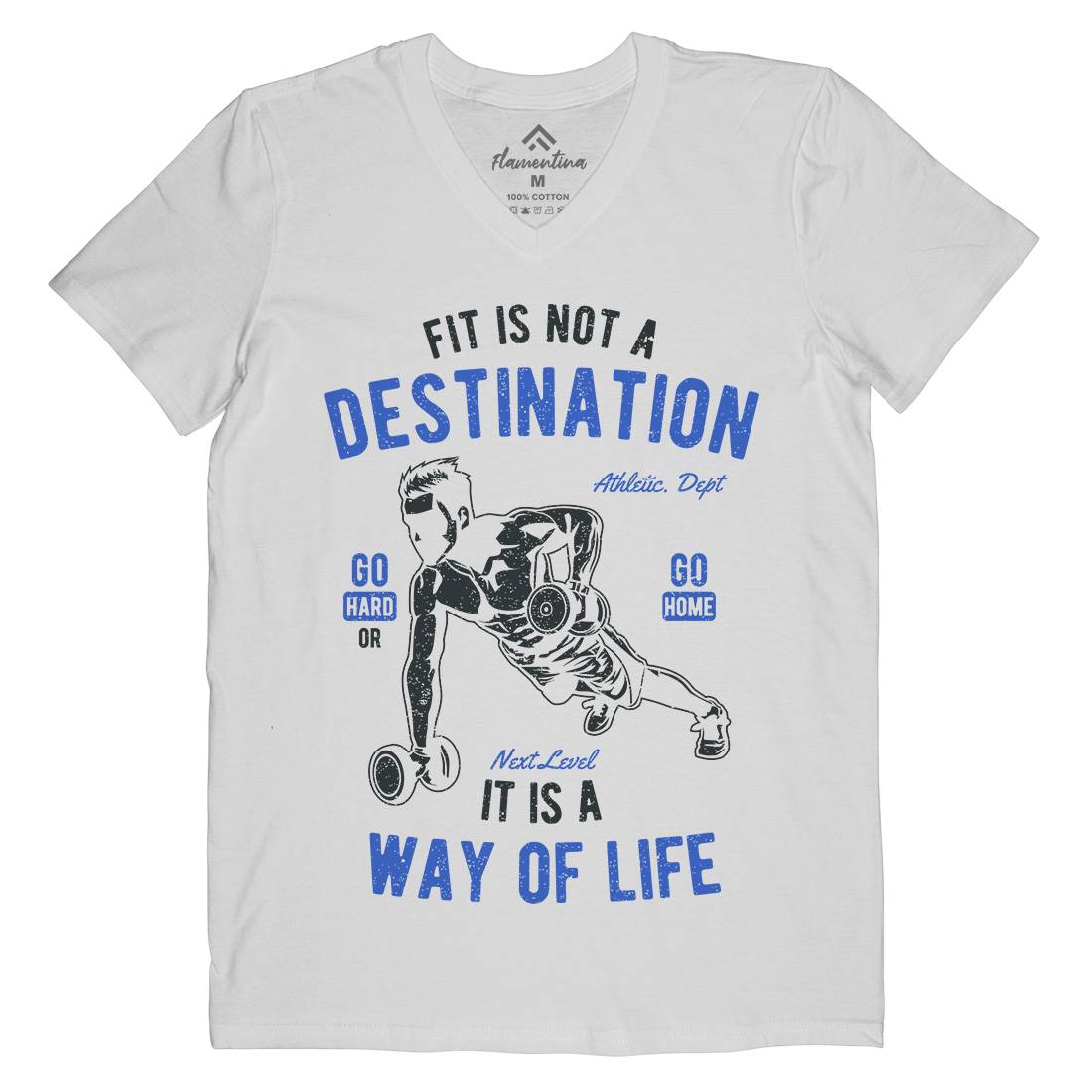Fit Is Not A Destination Mens V-Neck T-Shirt Gym A663