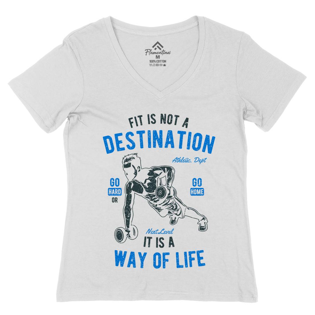 Fit Is Not A Destination Womens Organic V-Neck T-Shirt Gym A663