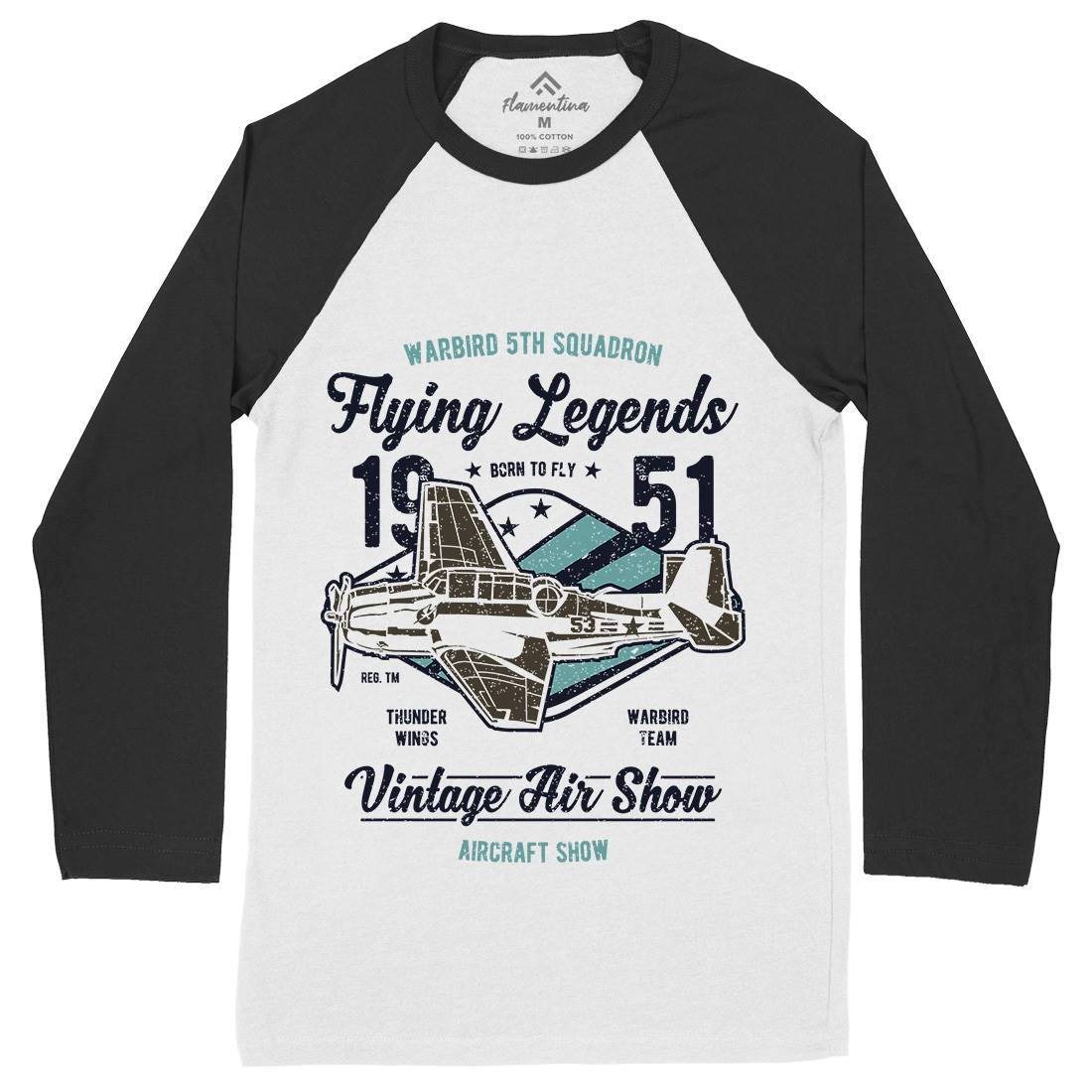 Flying Legends Mens Long Sleeve Baseball T-Shirt Vehicles A664