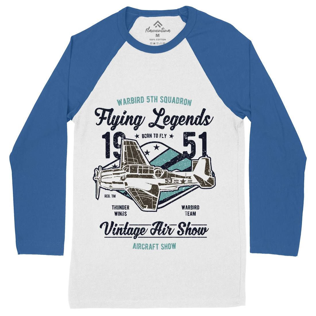 Flying Legends Mens Long Sleeve Baseball T-Shirt Vehicles A664