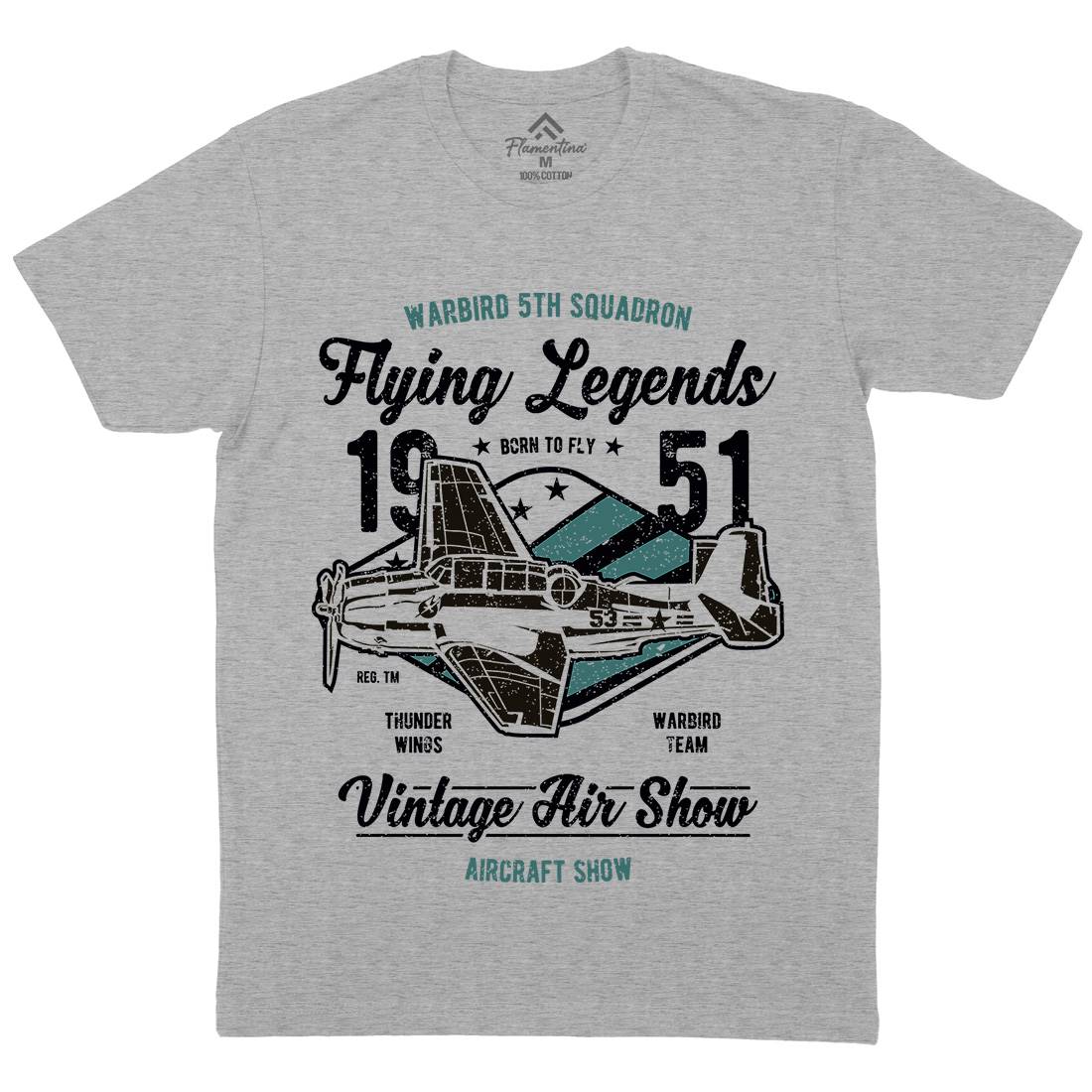 Flying Legends Mens Organic Crew Neck T-Shirt Vehicles A664