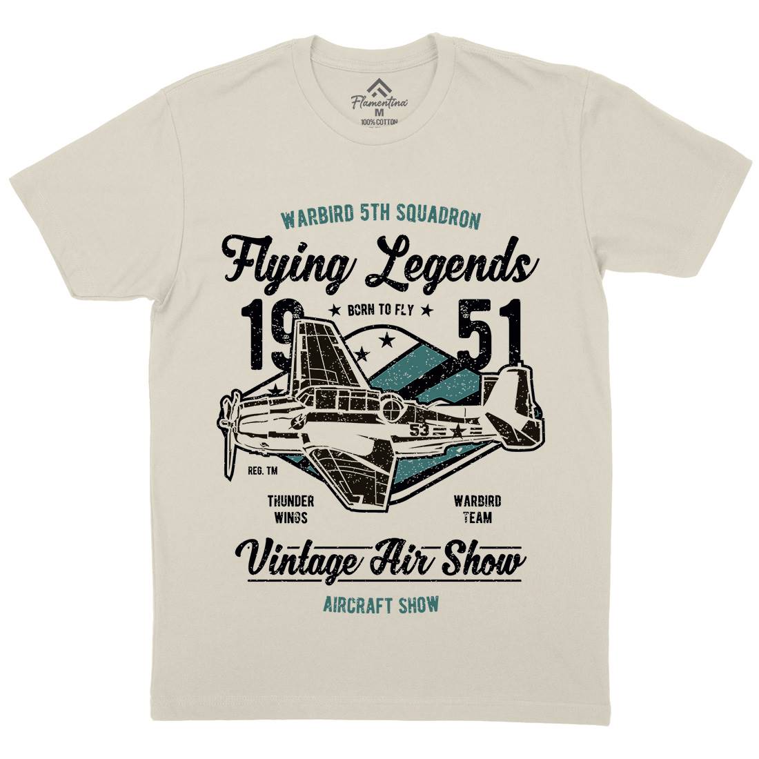Flying Legends Mens Organic Crew Neck T-Shirt Vehicles A664