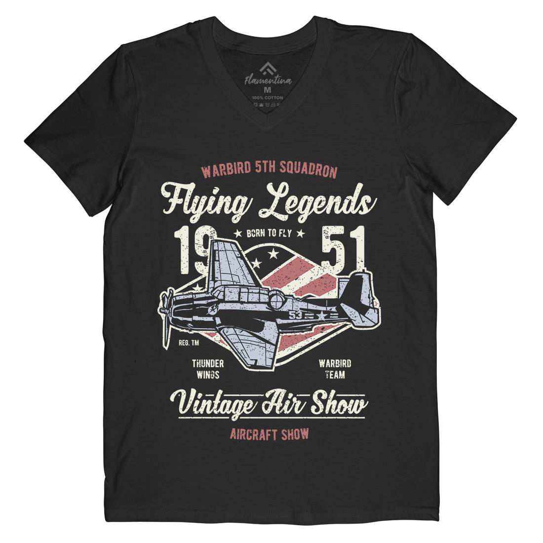 Flying Legends Mens Organic V-Neck T-Shirt Vehicles A664
