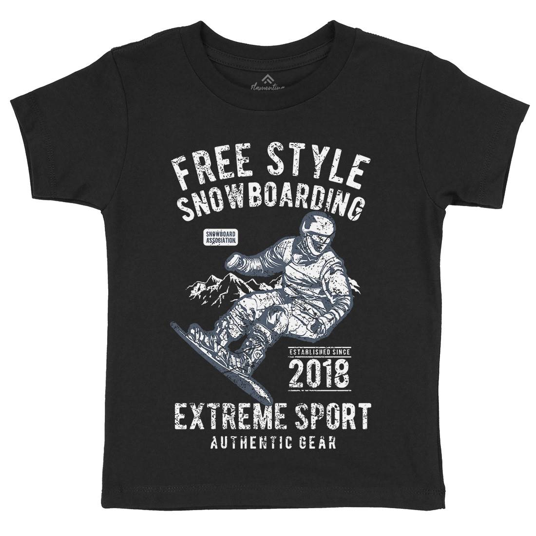 Free Style Snowboarding Kids Crew Neck T-Shirt Sport A666