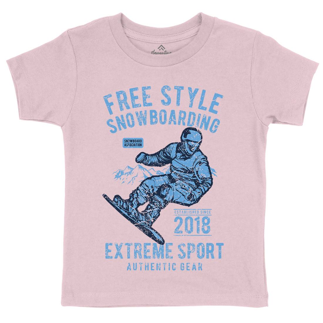 Free Style Snowboarding Kids Crew Neck T-Shirt Sport A666