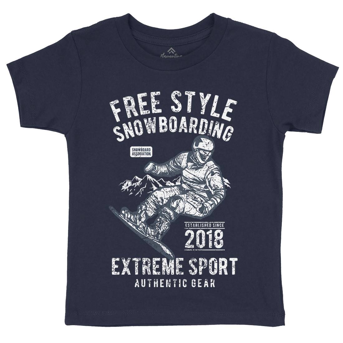 Free Style Snowboarding Kids Organic Crew Neck T-Shirt Sport A666