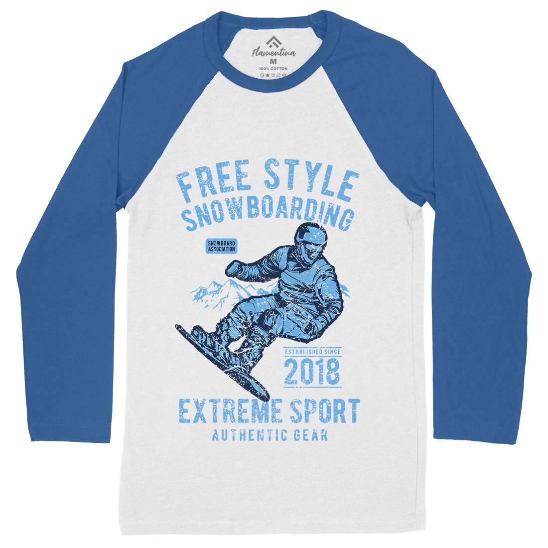 Free Style Snowboarding Mens Long Sleeve Baseball T-Shirt Sport A666