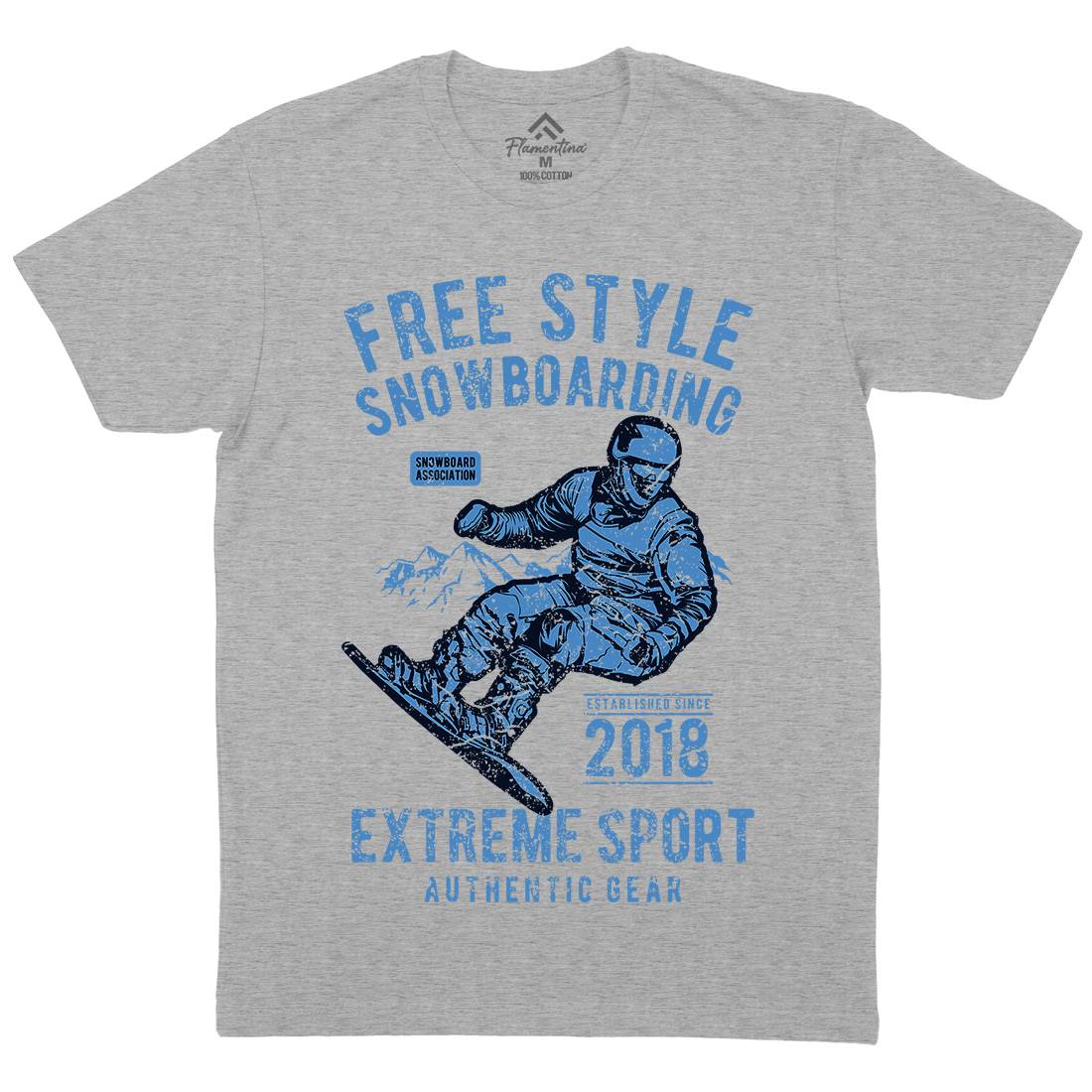 Free Style Snowboarding Mens Organic Crew Neck T-Shirt Sport A666