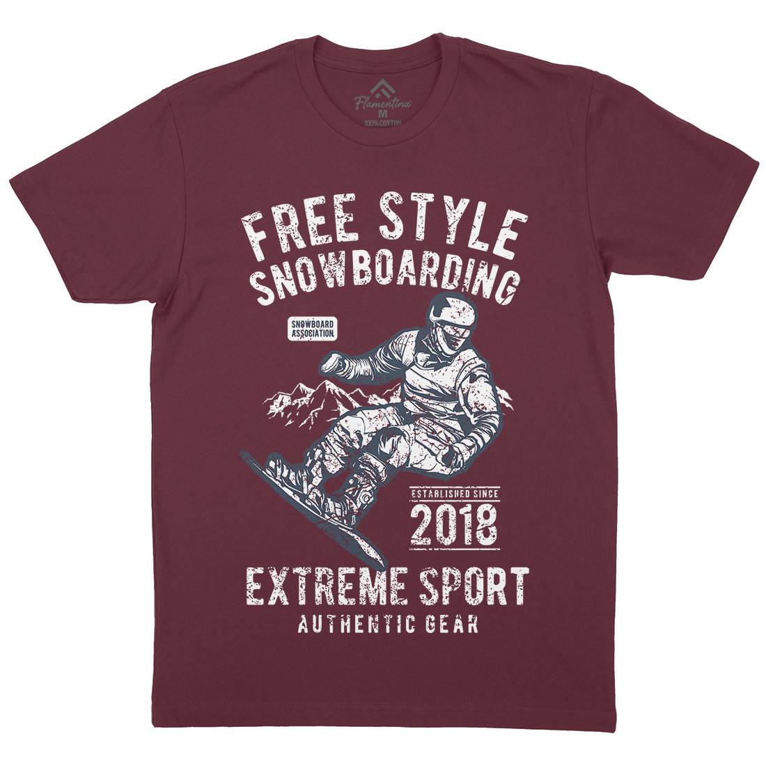 Free Style Snowboarding Mens Organic Crew Neck T-Shirt Sport A666