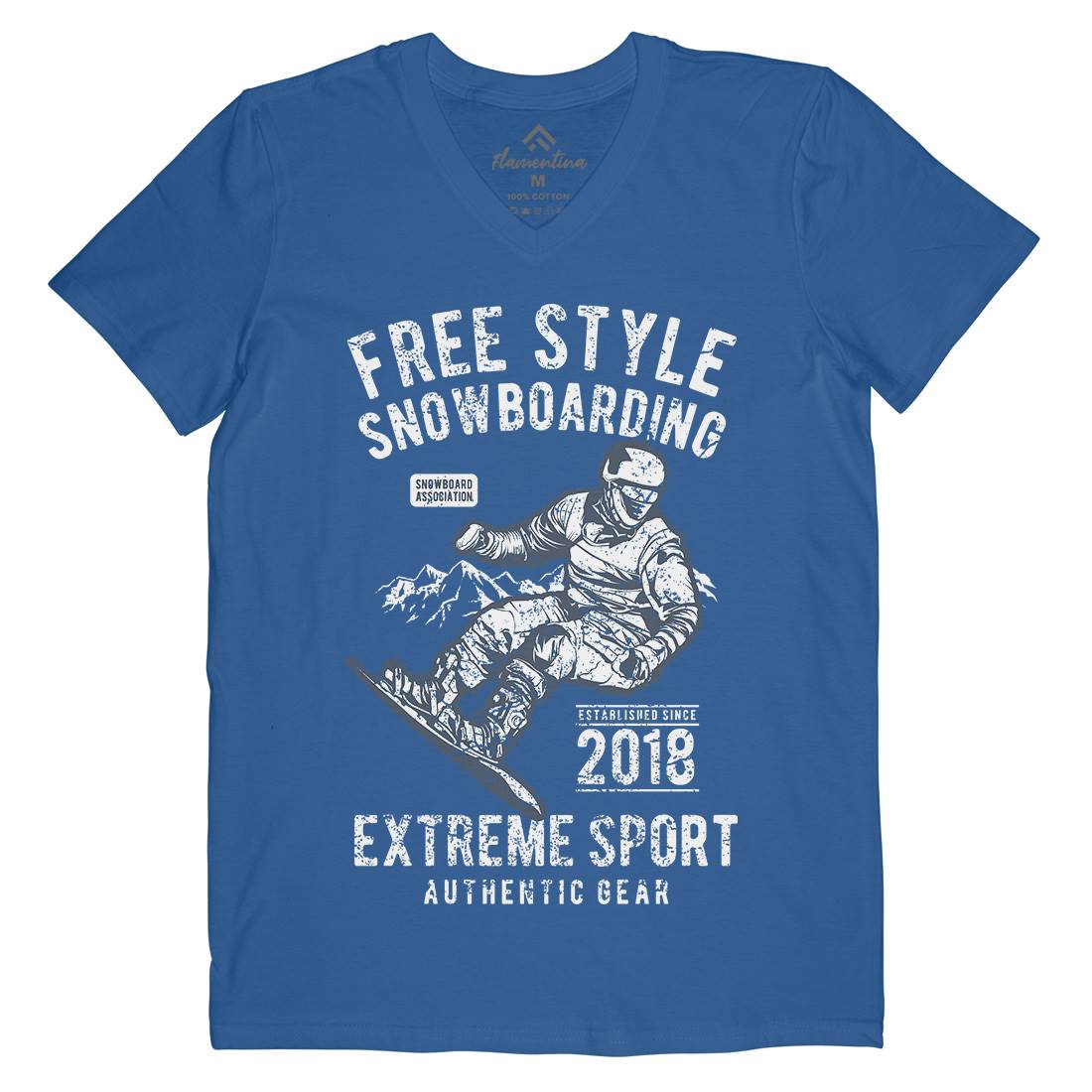Free Style Snowboarding Mens V-Neck T-Shirt Sport A666