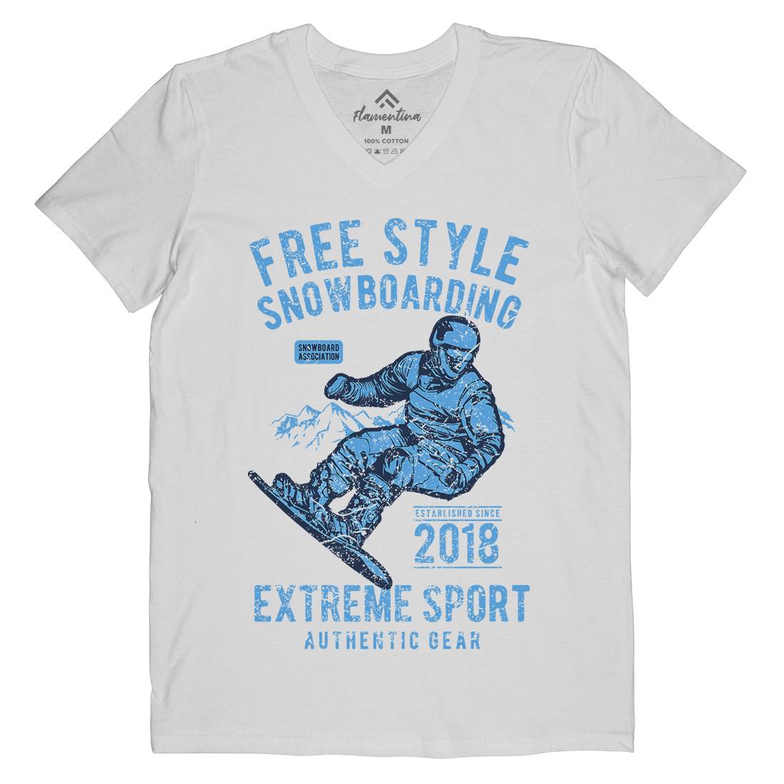 Free Style Snowboarding Mens Organic V-Neck T-Shirt Sport A666