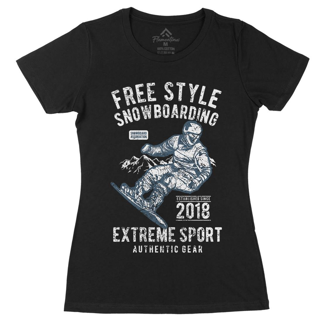Free Style Snowboarding Womens Organic Crew Neck T-Shirt Sport A666