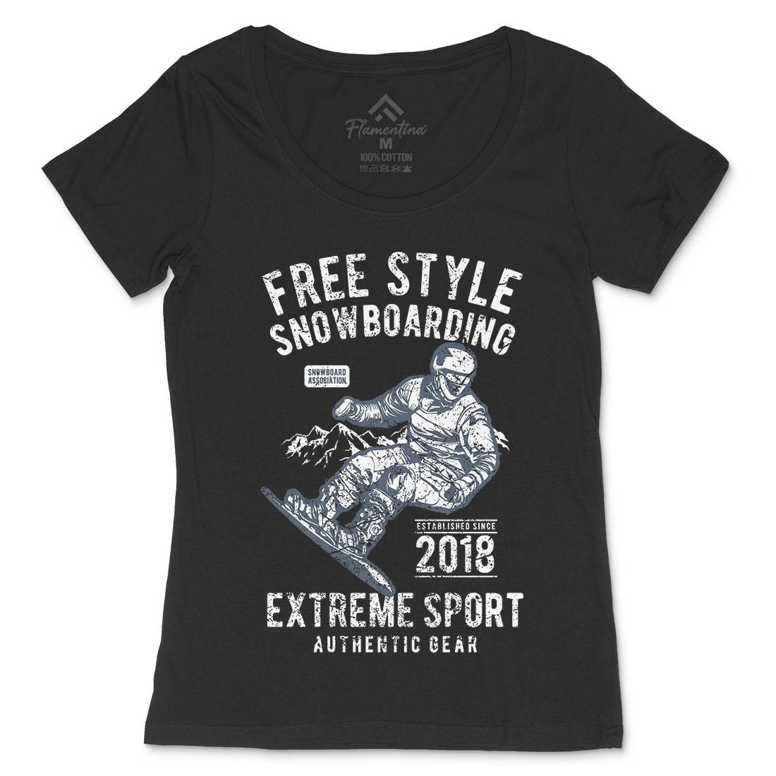 Free Style Snowboarding Womens Scoop Neck T-Shirt Sport A666