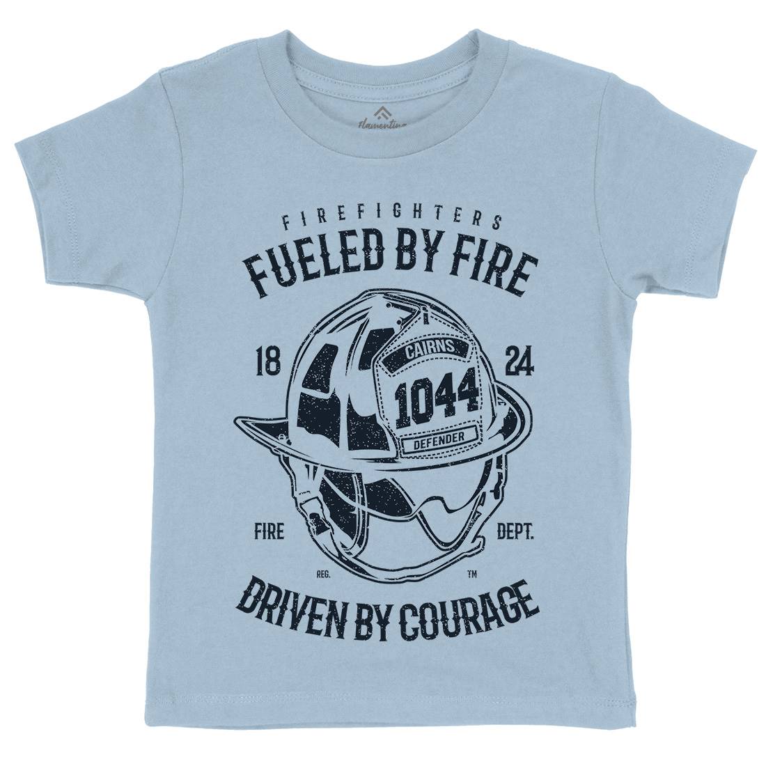 Fuelled By Fire Kids Crew Neck T-Shirt Firefighters A667