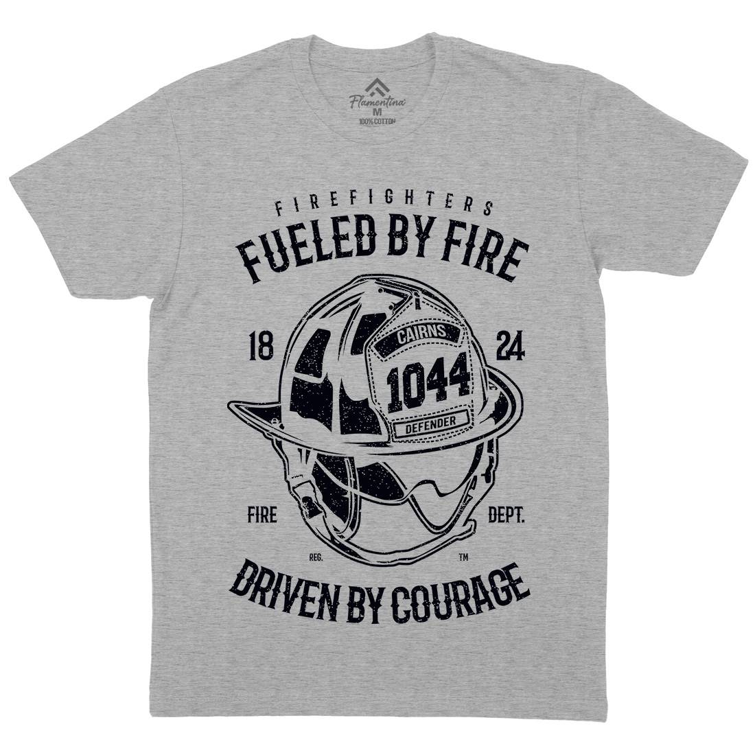 Fuelled By Fire Mens Organic Crew Neck T-Shirt Firefighters A667