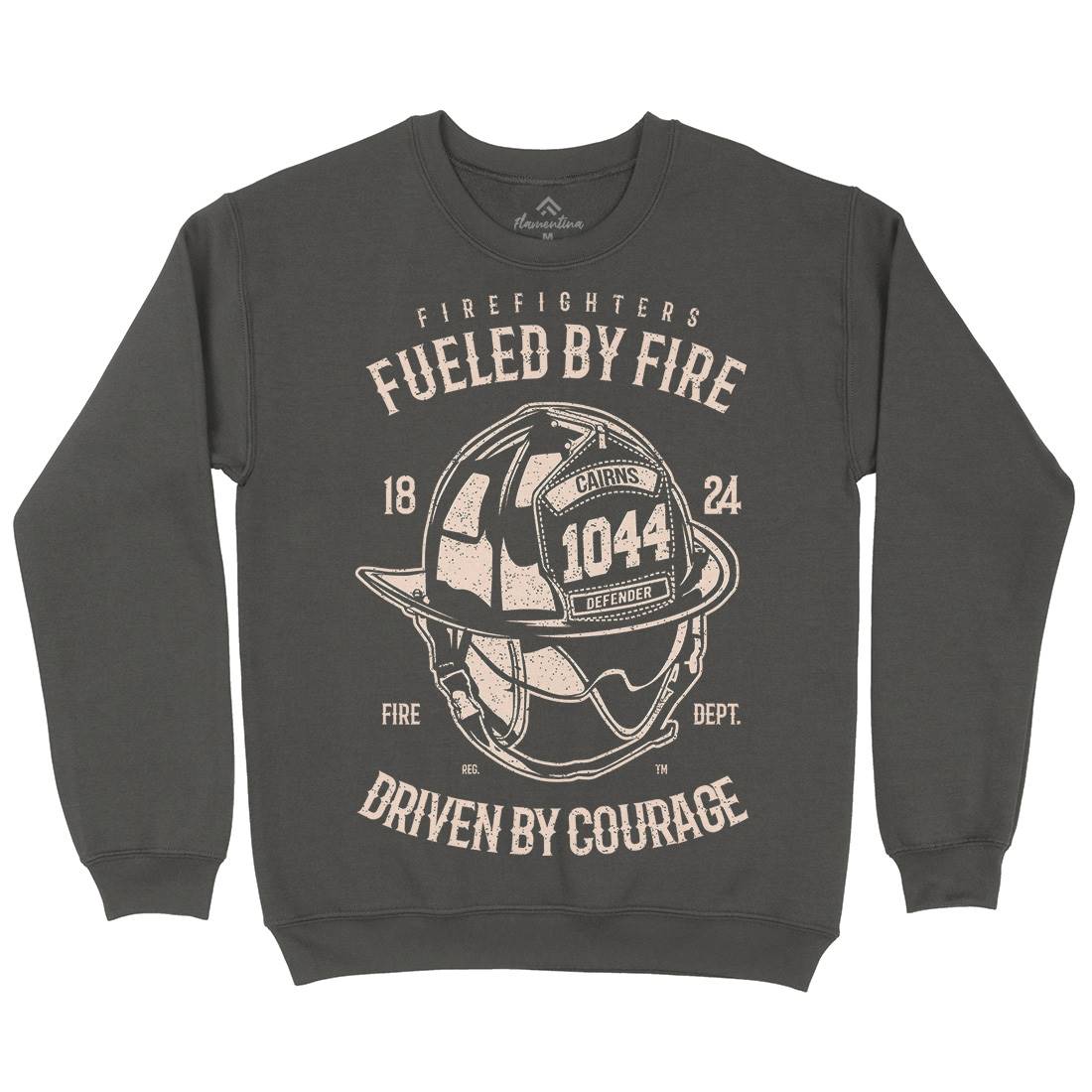 Fuelled By Fire Mens Crew Neck Sweatshirt Firefighters A667