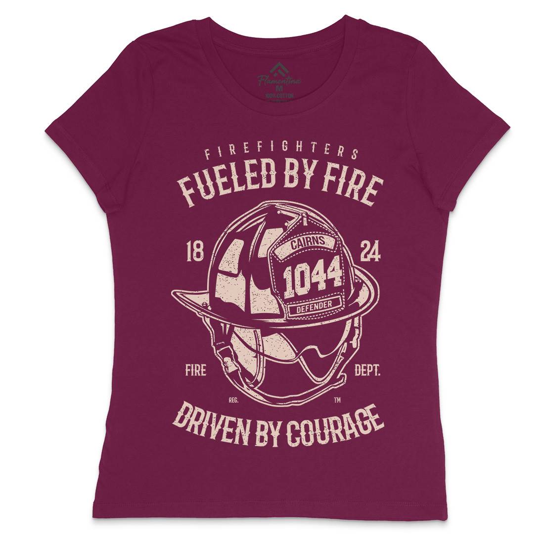 Fuelled By Fire Womens Crew Neck T-Shirt Firefighters A667
