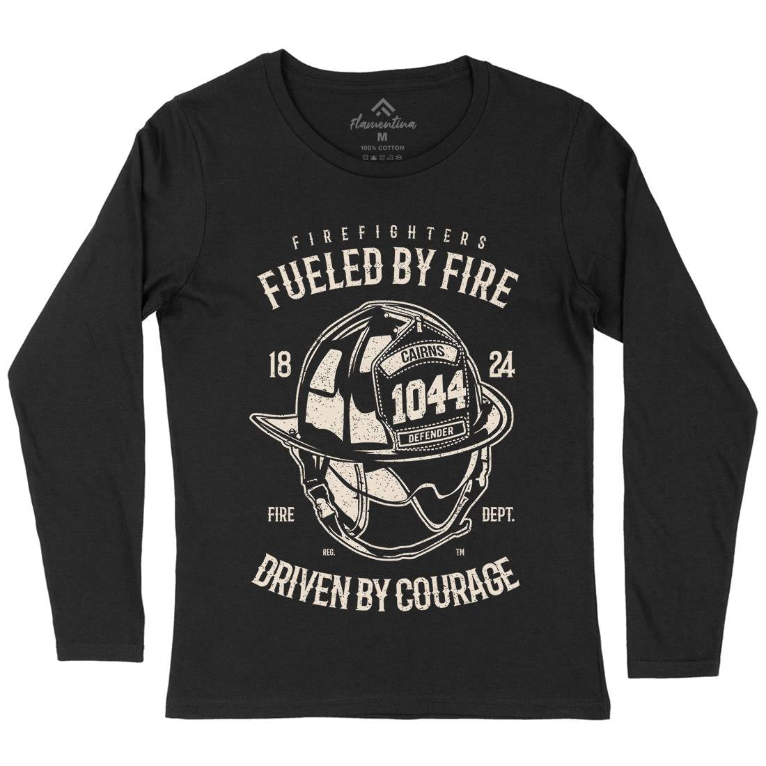 Fuelled By Fire Womens Long Sleeve T-Shirt Firefighters A667