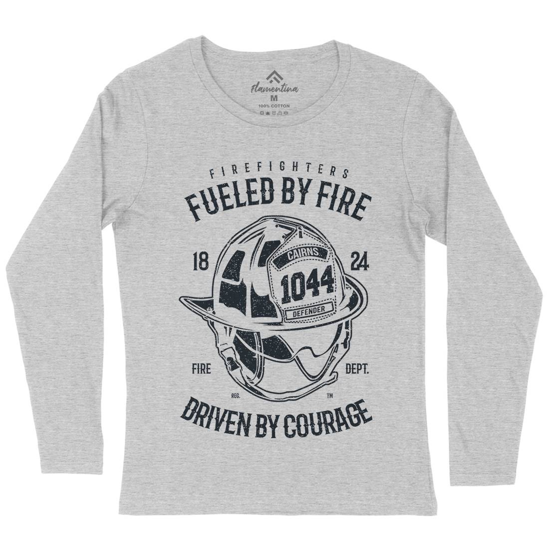 Fuelled By Fire Womens Long Sleeve T-Shirt Firefighters A667