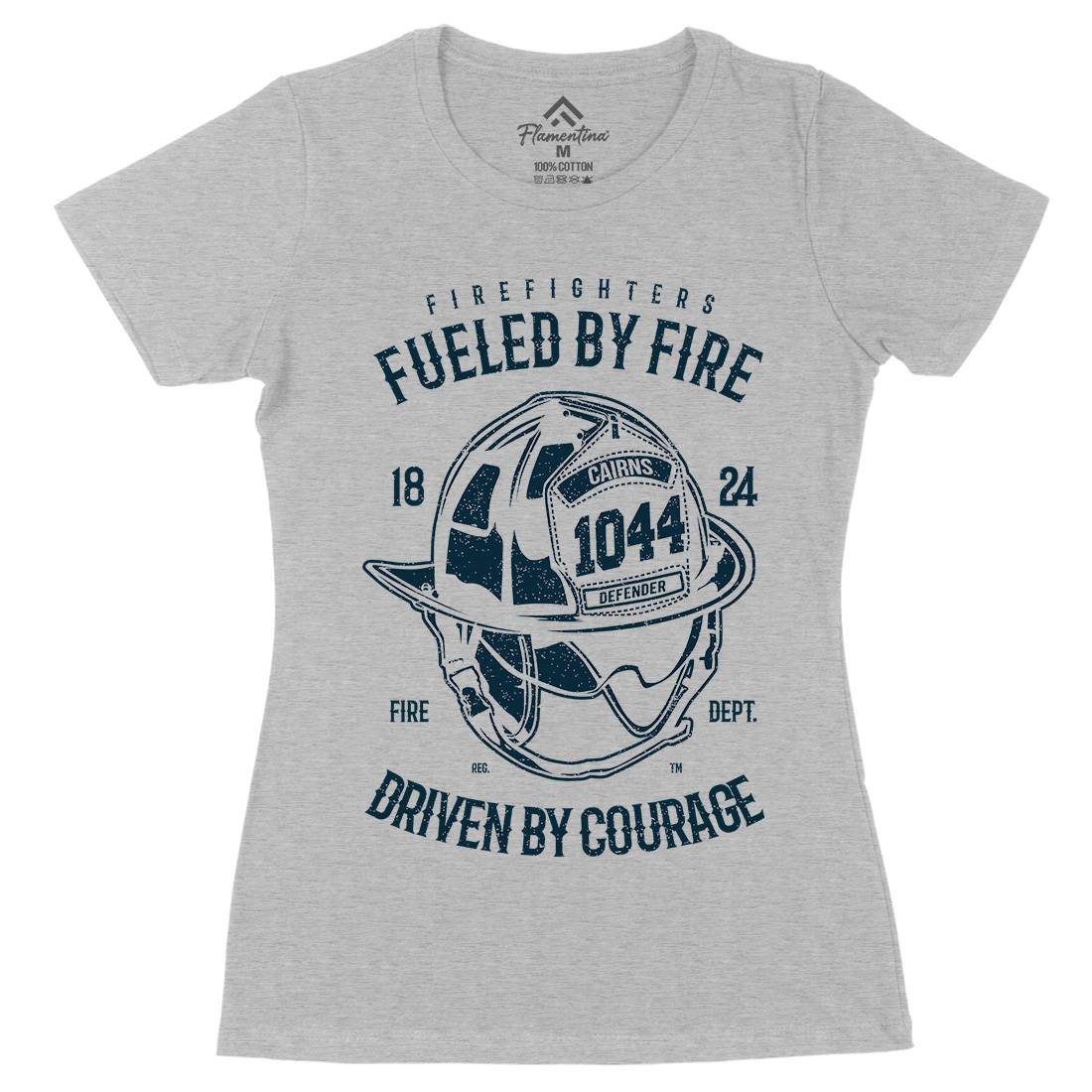 Fuelled By Fire Womens Organic Crew Neck T-Shirt Firefighters A667